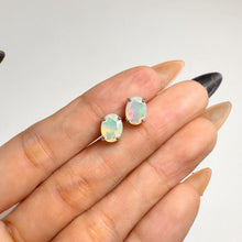 Load image into Gallery viewer, 6 x 8 mm. Oval Cut Multi-coloured Ethiopian Opal Earrings
