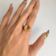 Load image into Gallery viewer, 8 x 12 mm. Fancy Cut Yellow Brazilian Citrine Ring
