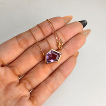 Load image into Gallery viewer, Handmade 11 x 13 mm. Fancy Cut Purple Brazilian Amethyst Pendant and Necklace
