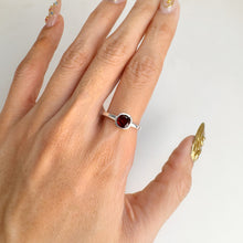 Load image into Gallery viewer, 6 mm. Cushion Cut Red Mozambican Garnet Ring
