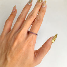 Load image into Gallery viewer, 1.5 mm. Round Cut Purple African Rhodolite Garnet Cluster Ring
