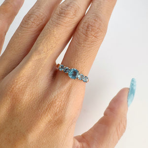 5 mm. Round Cut Swiss Blue Brazilian Topaz Cluster Ring