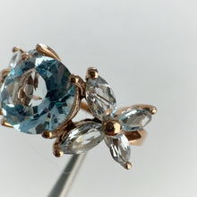 Load image into Gallery viewer, 8 mm. Round Cut Sky Blue Brazilian Topaz Cluster Ring (Blemished)
