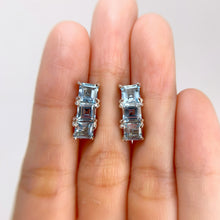 Load image into Gallery viewer, 5 mm. Square Cut Sky Blue Brazilian Topaz Cluster Earrings
