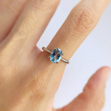 Load image into Gallery viewer, 6 x 8 mm. Oval Cut Sky Blue Brazilian Topaz Ring
