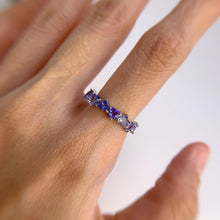 Load image into Gallery viewer, 4 mm. Trillion Cut Blue Violet Tanzanite Half Eternity Ring
