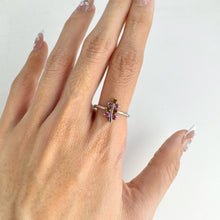 Load image into Gallery viewer, 3 mm. Round Cut Multi-coloured Brazilian Tourmaline Leaf Ring
