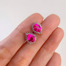 Load image into Gallery viewer, 6 x 8 mm. Pear Cut Pink Brazilian Mystic Topaz with Cz Accents Earrings
