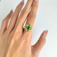 Load image into Gallery viewer, 6 mm. Cushion Cut Green Botswana Agate with Tsavorite Garnet and Cz Accents Ring

