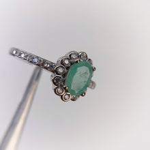 Load image into Gallery viewer, 5 x 7 mm. Oval Cut Green Zambian Emerald with Cz Accents Ring (Blemished)
