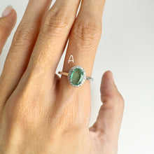 Load image into Gallery viewer, 6 x 8 mm. Oval Cut Green Zambian Emerald with Cz Halo Ring
