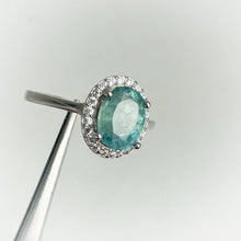 Load image into Gallery viewer, 6 x 8 mm. Oval Cut Green Zambian Emerald with Cz Halo Ring
