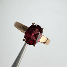 Load image into Gallery viewer, 6 x 8 mm. Oval Cut Red African Rhodolite Garnet Ring
