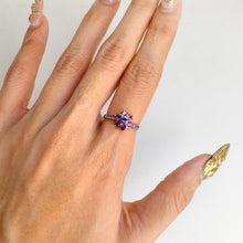 Load image into Gallery viewer, 4 mm. Round Cut Blue Violet Tanzanite with Rhodolite Garnet and Amethyst Accents Ring
