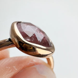 Handmade 11 mm. Freeform Rose Cut  Pink Brazilian Tourmaline Ring