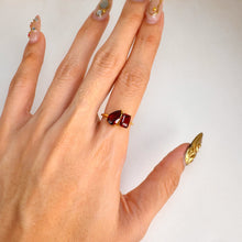 Load image into Gallery viewer, 6 x 9 mm. Pear Cut Red African Garnet Ring
