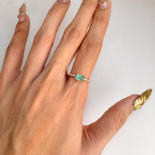 Load image into Gallery viewer, 4 x 6  mm. Octagon Cut Green Brazilian Emerald with Cz Band Ring
