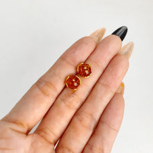 Load image into Gallery viewer, 8 mm. Round Cabochon Orange Polish Amber Earrings
