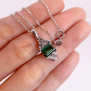 6 x 8 mm. Octagon Cut Green and White Brazilian Mystic Topaz Cluster Pendant and Necklace