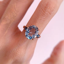 Load image into Gallery viewer, 9 x 11 mm. Oval Cut Sky Blue Brazilian Topaz with Topaz Accents Ring
