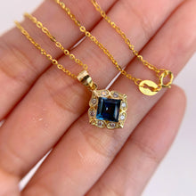 Load image into Gallery viewer, 6 mm. Square Cut London Blue Brazilian Topaz with Cz Accents Pendant and Necklace
