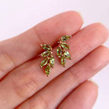 Load image into Gallery viewer, 2.5 x 5 mm. Marquise Cut Green Pakistani Peridot Cluster Earrings
