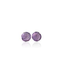 Load image into Gallery viewer, Pair of 9.5 mm. Carved Flower Purple Brazilian Amethyst
