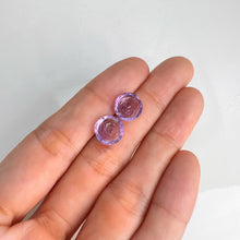 Load image into Gallery viewer, Pair of 9.5 mm. Carved Flower Purple Brazilian Amethyst
