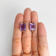Load image into Gallery viewer, 9 x 11 mm. Octagon Cut Purple Brazilian Amethyst Earrings
