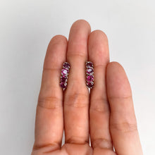 Load image into Gallery viewer, 4 mm. Round Cut Purple African Rhodolite Garnet Cluster Earrings
