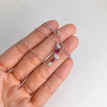 Load image into Gallery viewer, 4 x 6 mm. Pear Cut Purple African Rhodolite Garnet with Cz Accents Necklace
