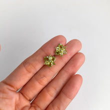 Load image into Gallery viewer, 5 mm. Round Cut Green Pakistani Peridot Cluster Earrings
