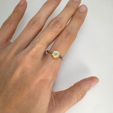 Load image into Gallery viewer, 7 mm. Hexagon Cut Multi-coloured  Ethiopian Opal Ring (Blemished)
