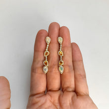 Load image into Gallery viewer, 3 x 5 mm. Pear Cut Multi-coloured Ethiopian Opal and Citrine with Cz Halo Drop Earrings
