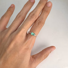 Load image into Gallery viewer, 4 x 6  mm. Octagon Cut Green Brazilian Emerald with Cz Band Ring
