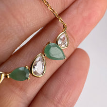 Load image into Gallery viewer, 4 x 6 mm. Pear Cut Green Brazilian Emerald with Cz Accents Necklace
