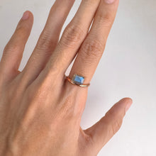Load image into Gallery viewer, 6 x 8 mm. Octagon Cut Grey Madagascan Labradorite Ring
