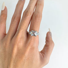 Load image into Gallery viewer, Handmade 8 mm. Fancy Square Cut White Brazilian Topaz Trilogy Ring
