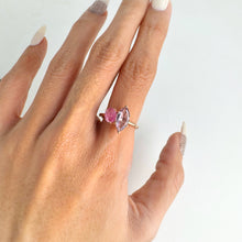 Load image into Gallery viewer, Handmade 5 x  6.5 mm. Oval Cut Pink Madagascan Sapphire and Amethyst Cluster Ring
