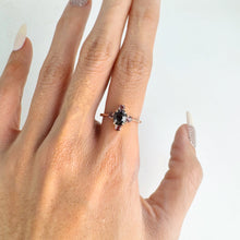 Load image into Gallery viewer, Handmade 5 x 6 mm. Cushion Cut Purple Grey Burmese Spinel with Sapphire Accents Ring
