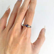 Load image into Gallery viewer, Handmade 5 x 6 mm. Trillion Cut Blue Ceylon Sapphire Cluster Ring
