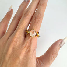 Load image into Gallery viewer, Handmade 8 x 10 mm. Oval Cut Orange African Sunstone with Sapphire Accents Ring
