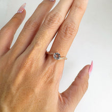Load image into Gallery viewer, 6 mm. Round Cut White Brazilian Topaz with Cz Accents Ring
