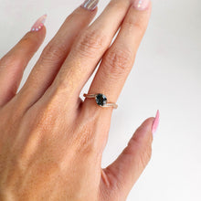 Load image into Gallery viewer, 5 x 6 mm. Oval Cut Blue Green Australian Sapphire with Cz Accents Ring
