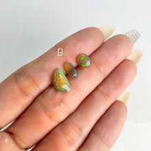 Load image into Gallery viewer, Lot of 3 6 x 9 mm. Freeform Rose Cut Multi-coloured Ethiopian Opal
