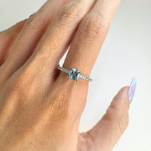 Load image into Gallery viewer, 5 mm. Cushion Cut Sky Blue Brazilian Topaz with Cz Band Ring
