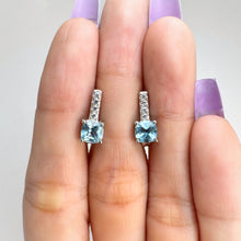 Load image into Gallery viewer, 5 mm. Cushion Cut Sky Blue Brazilian Topaz with Cz Accents Earrings
