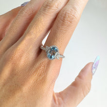 Load image into Gallery viewer, 6 x 8 mm. Oval Cut Sky Blue Brazilian Topaz with Cz Accents Ring
