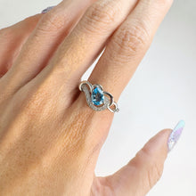 Load image into Gallery viewer, 5 x 7 mm. Pear Cut Sky Blue Brazilian Topaz with Cz Accents Ring
