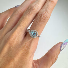 Load image into Gallery viewer, 5 x 7 mm. Pear Cut Sky Blue Brazilian Topaz with Cz Accents Ring
